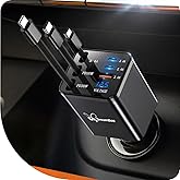 DreamBee Retractable Car Charger,108W 6 in 1 Super Fast Car Phone Charger with 3 Cords 31.5INCH, USB C Car Charger Adapter for iPhone 18/17/16/15/14/13 Pro Max XR,iPad,Samsung