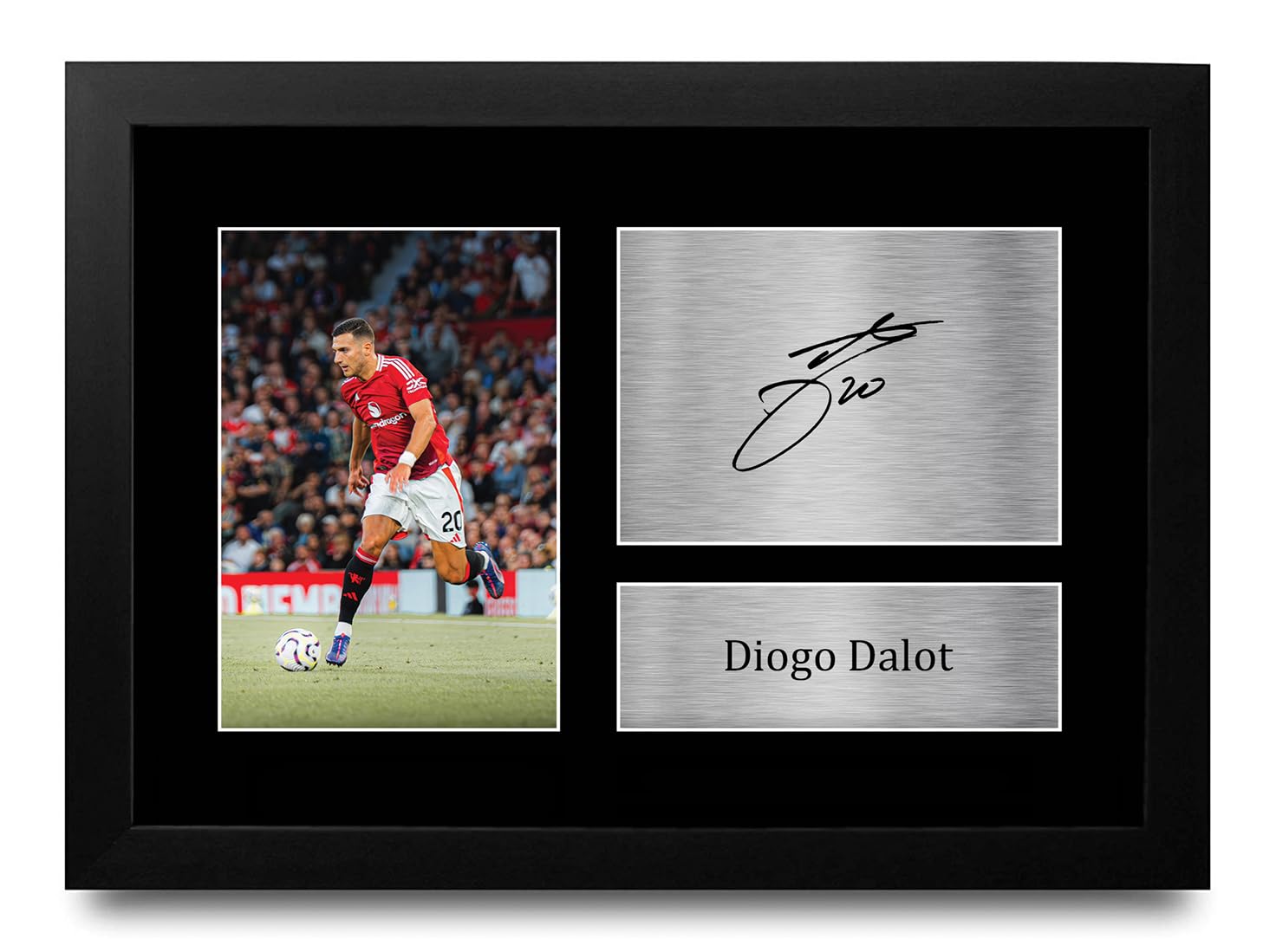 HWC Trading FR A4 Diogo Dalot Gifts Printed Signed Autograph Picture for Football Fans and Supporters - A4 Framed