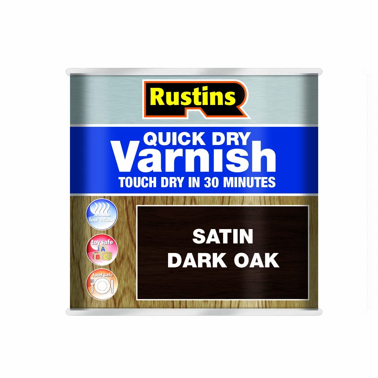 RUSTINS Quick Dry Varnish, Satin Dark Oak, 250 ml
