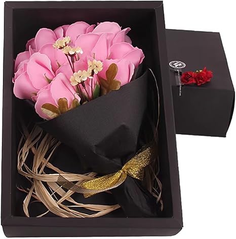 Amazon Com Artificial Elegant Soap Real Touch Flower Wedding Bouquets For Mothers Day Gifts Decoration Of Office And Coffee House Bouquet 11 Pcs Pink Home Kitchen