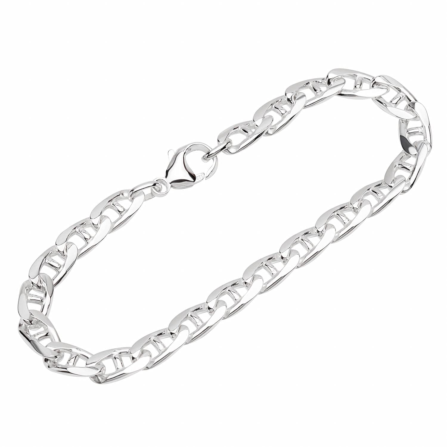 NKlaus bracelet 925 Sterling Silver 22cm oval polished bar chain bracelet chain 12282