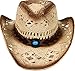 TAUT Unisex Woven Straw Ranch Cowboy Hat with Shapeable Brim Bead_Beige