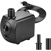 Knifel Small Submersible Water Pump 150GPH 4ft High Lift for Fountains | Ultra Quiet with Over Heating Protection, Perfect for Hydroponics, Small Pond, Aquariums &amp; More