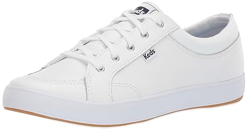 Keds Center Lace Up, Sneaker Womens, White Leather, Medium in