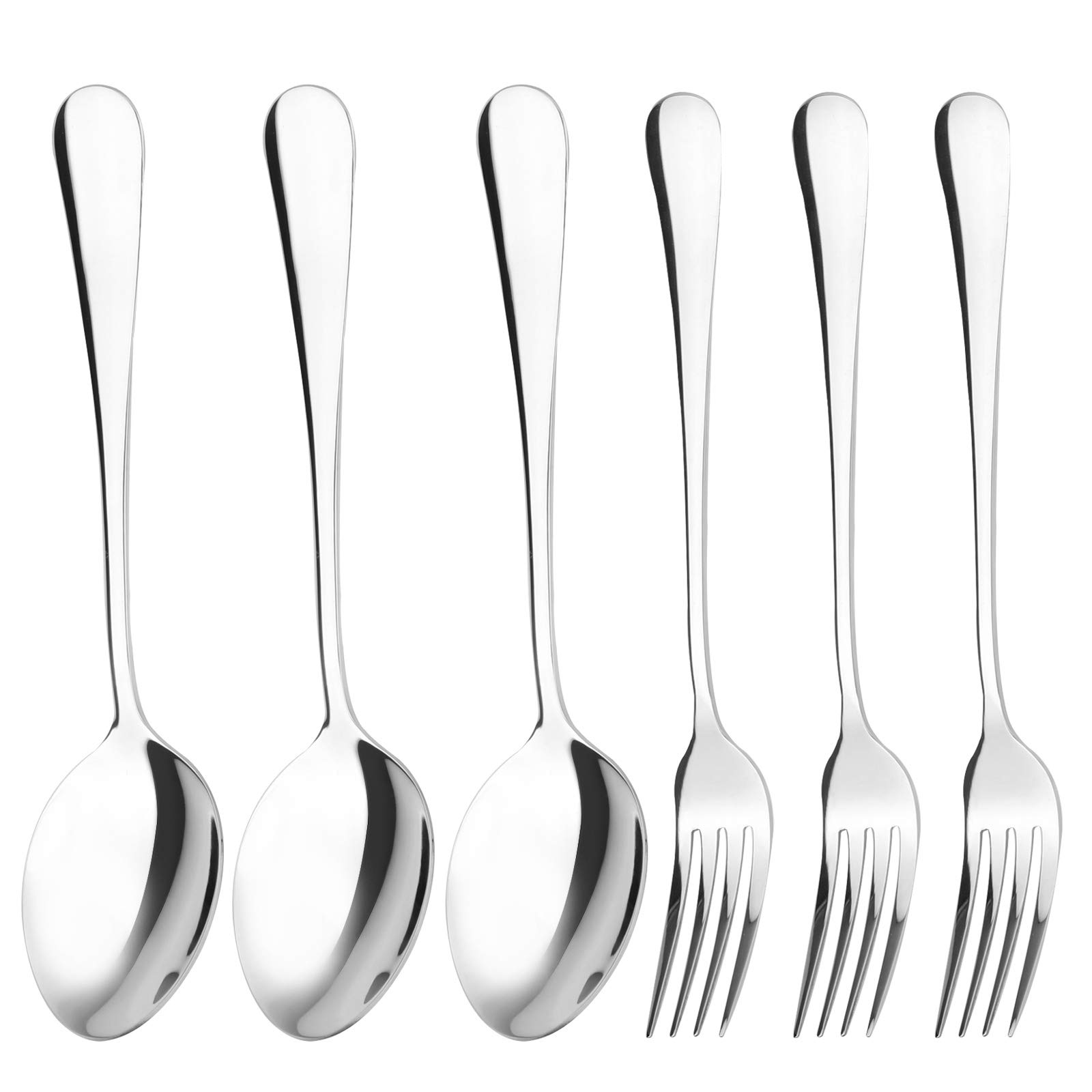 Qinglele Table Spoon, Table Fork, Cutlery Set, 3 Spoons and 3 Forks, 304 Stainless Steel, 20.4 cm 8 inches, 6pieces