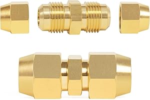 ChillWaves Brass Flare Tube Fittings, 1/2" Male Flare x 1/2" Male Flare Union Gas Adapter With SAE 45 Degree 1/2" Flare Nut Air Conditioning Copper Tube Extension Butt Copper Pipe for Propane(2-SET)