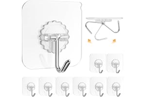 YHmall Wall Hooks 13lb(Max) Transparent Seamless Coat Hooks,Waterproof and Oilproof,Bathroom Kitchen Heavy Duty Self Adhesive Hooks (10,Pro)
