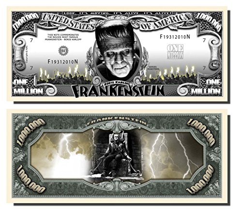 Frankenstein Million Dollar Bill - 10 Count with Bonus Clear Protector & Christopher Columbus Bill