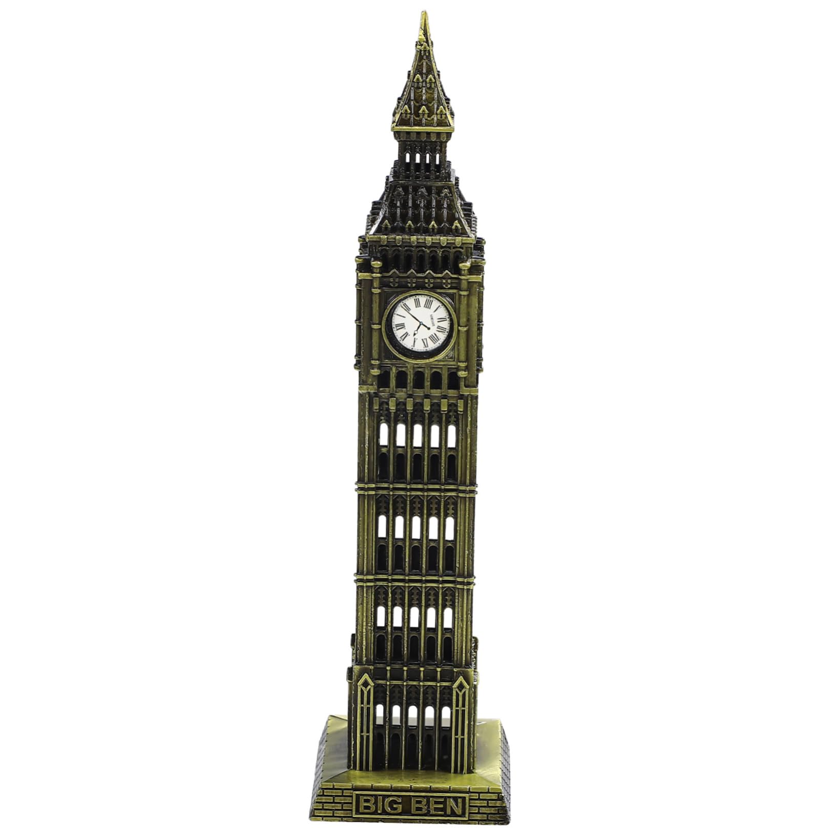 HOMSFOU Big Ben Model Metal Building Sculpture London Landmark Ornament Home Decor Wedding Party 7In