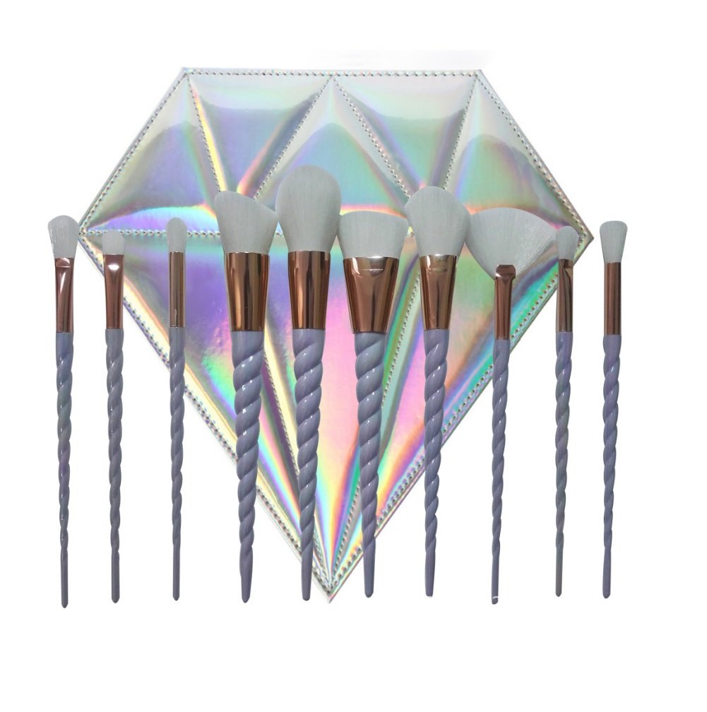 10pcs Thread Rainbow Handle Unicorn Makeup brushes Diamond Bag Cosmetics Foundation Blending Blush Make up Organizer Brush tool