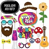 Big Dot of Happiness 60's Hippie - 1960s Groovy Party Photo Booth Props Kit - 20 Count