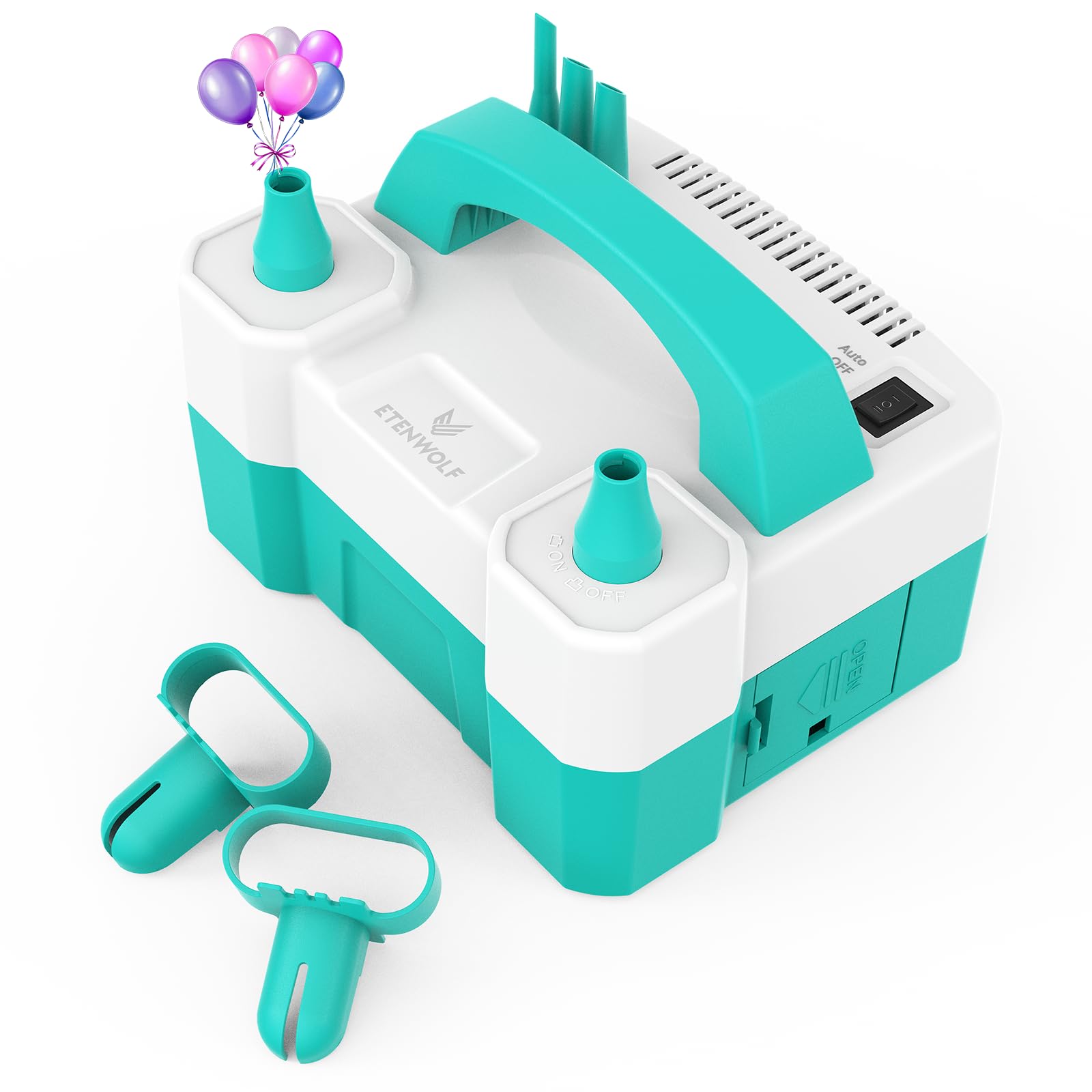 ETENWOLF P400 Balloon Pump Electric for Balloons with 2 Nozzles 110V 550W Balloon Blower for Party Metalic Latex Foil Balloons, Balloon Inflator for Birthday Decorations