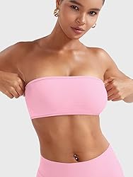 YEOREO Women Strapless Bandeau Sports Bra Padded