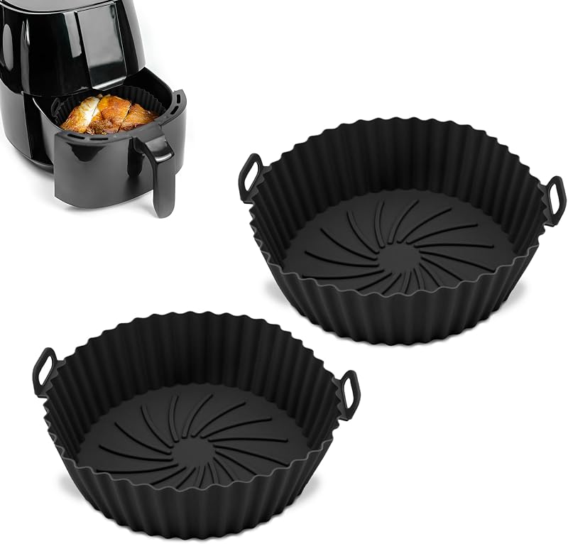 Q Lines Silicone Air Fryer Liner 2 Pack - Heat-Resistant & Reusable