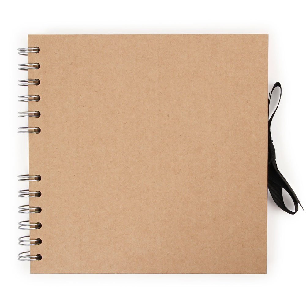 Paperchase Kraft Small Square Scrapbook, Photo Album, Memory Book, Blank Canvas for Your Art, Craft and Design Projects, 60 Pages (30 Sheets) of Thick and High Quality 200 Kraft Paper, 545996