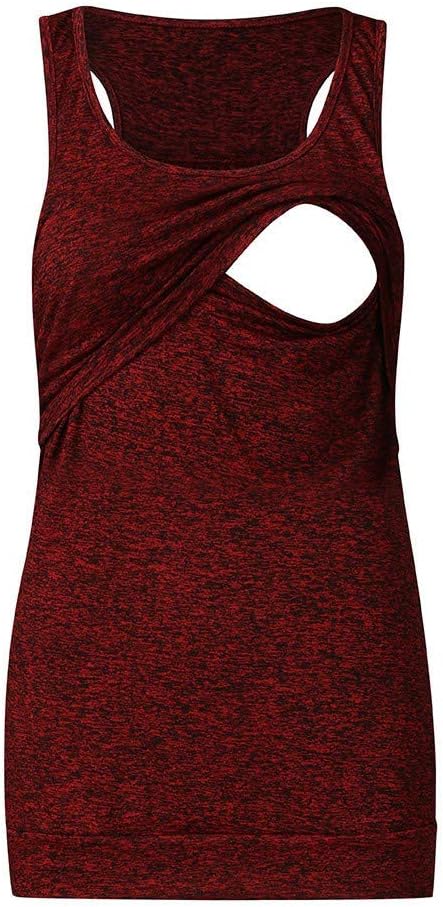 Women's Maternity Layered Nursing Tops Solid Short/Long Sleeve Henley V Neck T-Shirts Breastfeeding Blouse