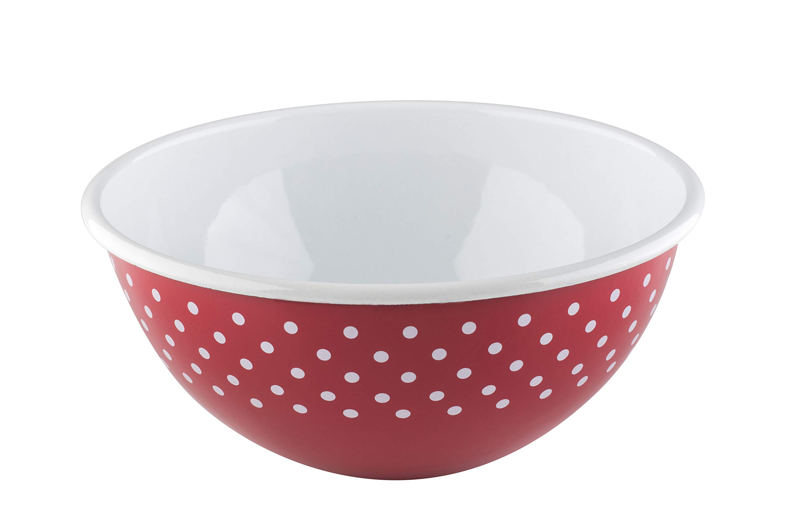 Riess, 0464-077 Fruit and Salad Bowl 22 Country Dots Red Diameter 22 cm Height 11 cm Capacity 2.50 litres Enamel Red/White Induction