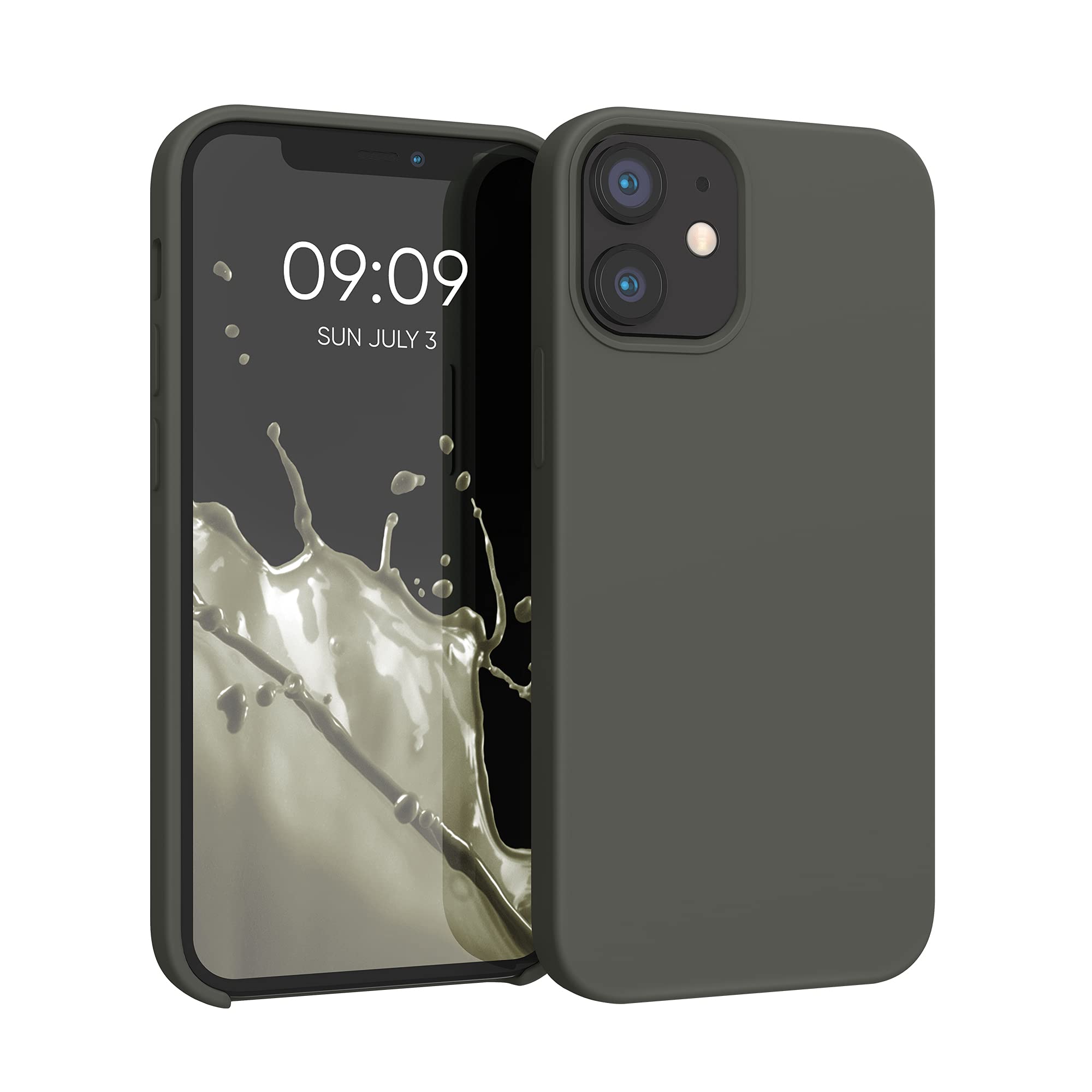 kwmobile Case Compatible with Apple iPhone 12 mini Case - TPU Silicone Phone Cover with Soft Finish - Olive Green — image 1