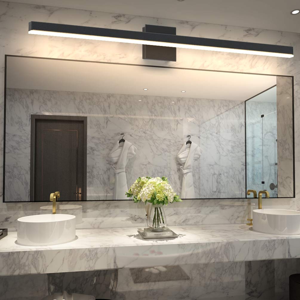 Aipsun 40 inch Modern Black Vanity Light LED Black Bathroom Vanity Light Fixtures Black Wall Light for Bathroom (Warm White)