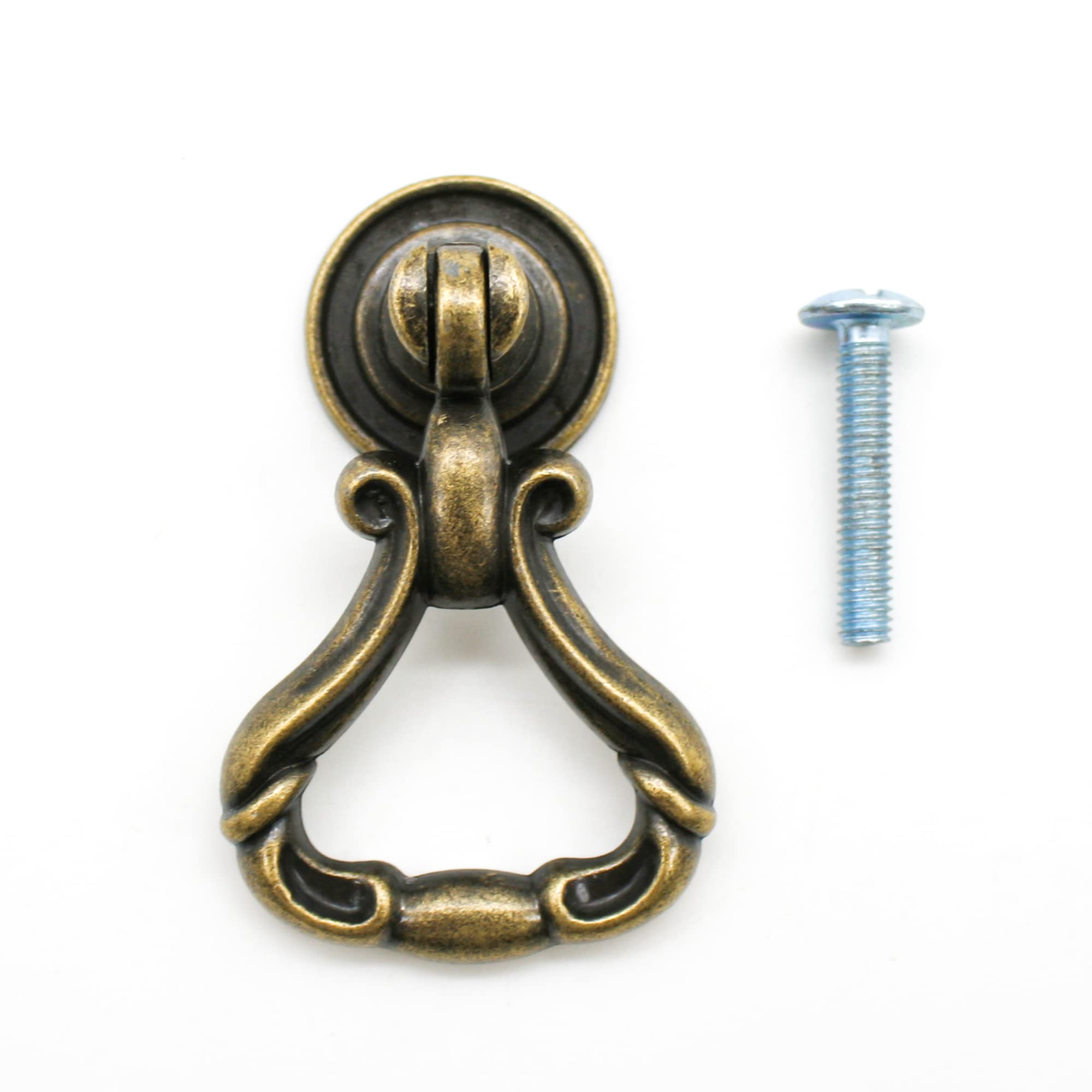 DOJA Barcelona Retro Furniture Handles, Vintage Drawer Handles, Retro Cupboard Door, Furniture, Vintage Drawer, Cupboard Door Pack of 8 Pulls with Ring 53 x 33 x 17mm Zinc and Aluminium Antique...