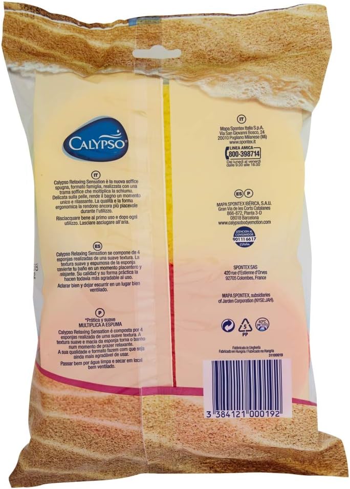 Calypso - Relaxing Sensation, Sponge Soft Multiplies The Foam - 4 Sponges, Red, Blue, Green and Yellow, 4 count (Pack of 1) - Image 5