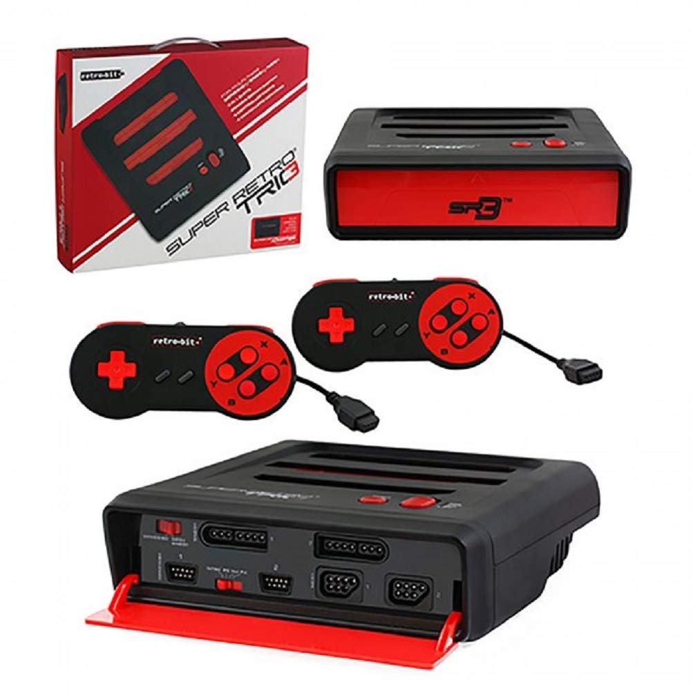 Retro Bit Super RetroTRIO 3 in 1 console Red/Black, NES/SNES/Genesis