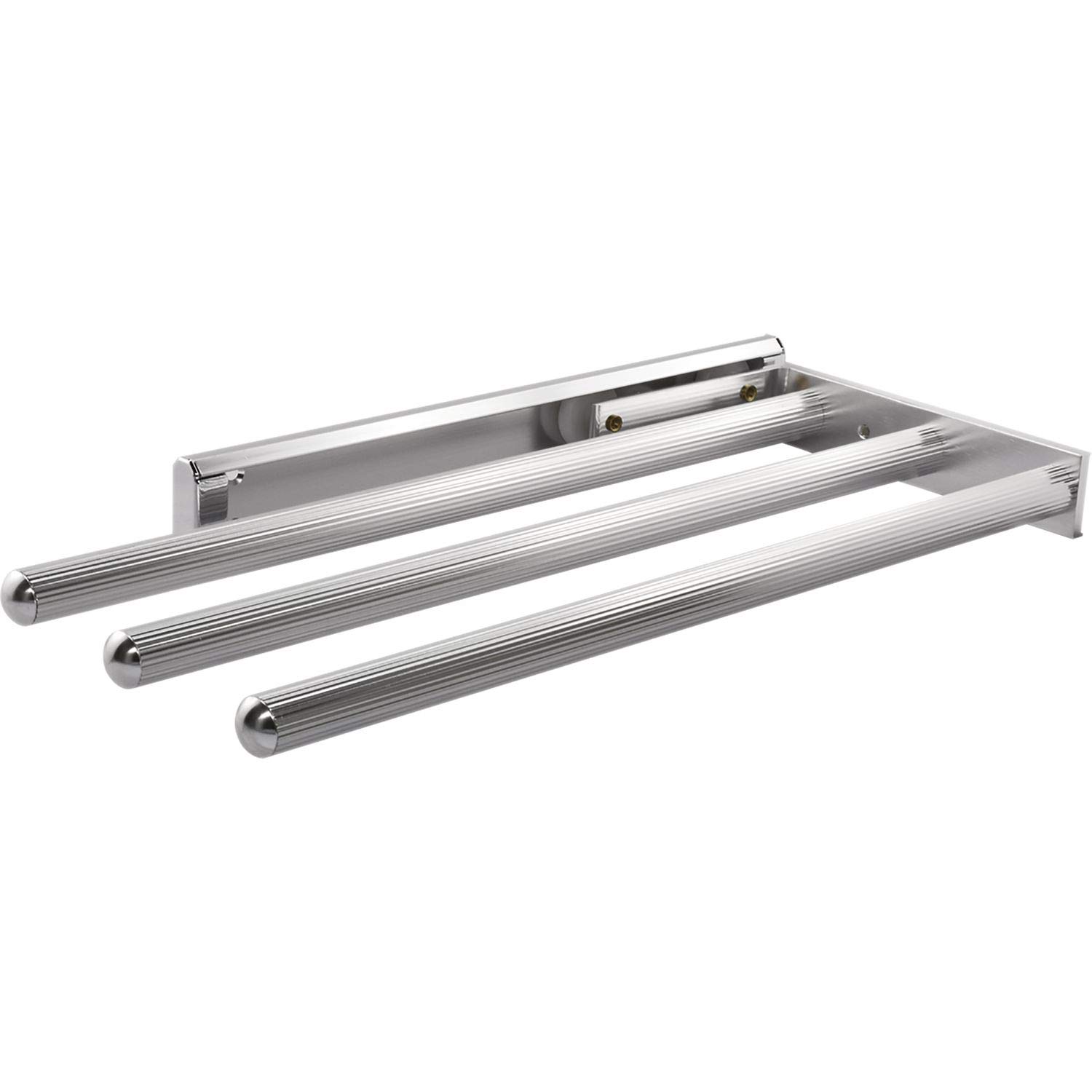 OBF Grimme Pluto 03 0357 48 Tea Towel Holder Extendible 3-Arms for Kitchen ET 325 mm Aluminium Gloss Anodised Chrome Length 325 mm