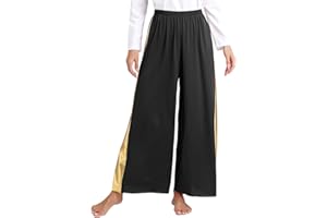 JEYPINMI Women's Metallic Praise Dance Pants Wide-Leg Worship Liturgical Costume Celebration of Spirit