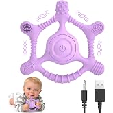 Vibrating Teether for Baby, Sensory Toys for Kids with Autism &amp; Teething Relief for Babies 6-18 Months, USB Chargeable with 3 Vibration Settings, Autism Sensory Products (Purple)