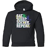 Threadrock Big Boys' Eat Sleep Soccer Repeat Youth Hoodie Sweatshirt