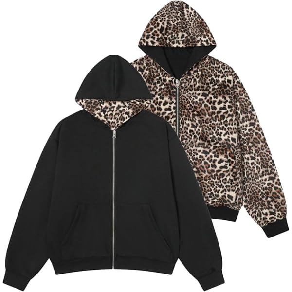 Ponitrack Unisex Leopard Bomber Jacket Men Reversible Cheetah