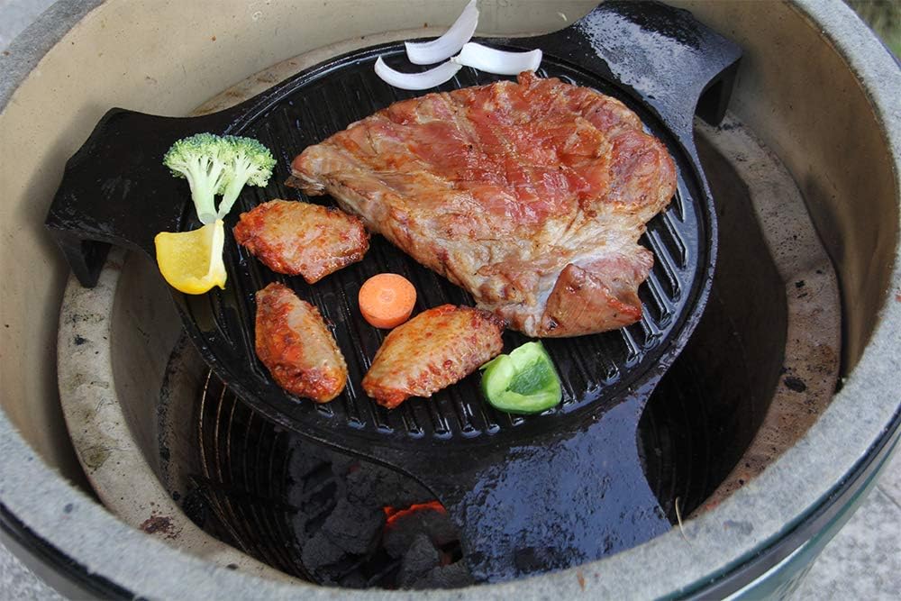 Cast Iron Plate Setter for Medium Big Green Egg 1 Smoking Stone Indirect Cooking Fits Medium Big Green Egg and Other 15 Inches Cooking Diameter Grill : Garden & Outdoor