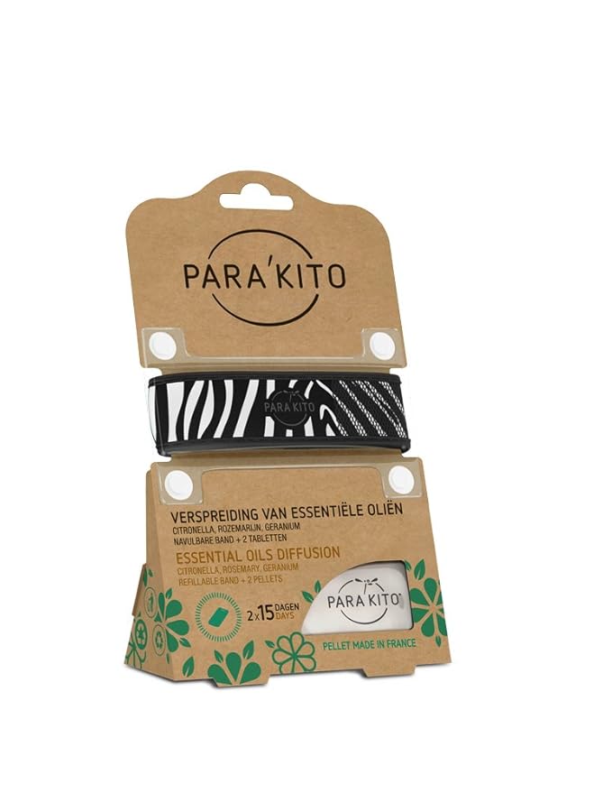 title=- Para’kito Braccialetto repellente anti-zanzare, Zebra