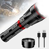 SKYFIRE Brightest Flashlights High Lumens with Ignition Lens,20000 Super Bright Rechargeable Flashlight with Shoulder Straps,Waterproof Led Tactical Flash Light for Camping Outdoor Emergency