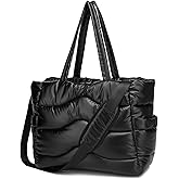 Quilted Puffer Tote Bag for Women- Stylish Multi-Way Carrying Shoulder Bag with Laptop Compartment