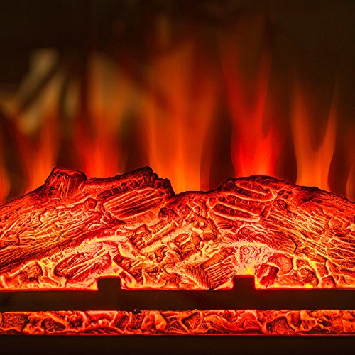 FIREBIRD 32" Freestanding Insert Brown Wooden Push Button Control Electric Fireplace Stove Heater w/ Log Bed - Thumbnail 5