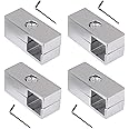 RDEXP 4x 2 Way Square Pipe Connector Clothes Garment Tubing Rail Fitting for 25mm Pipe