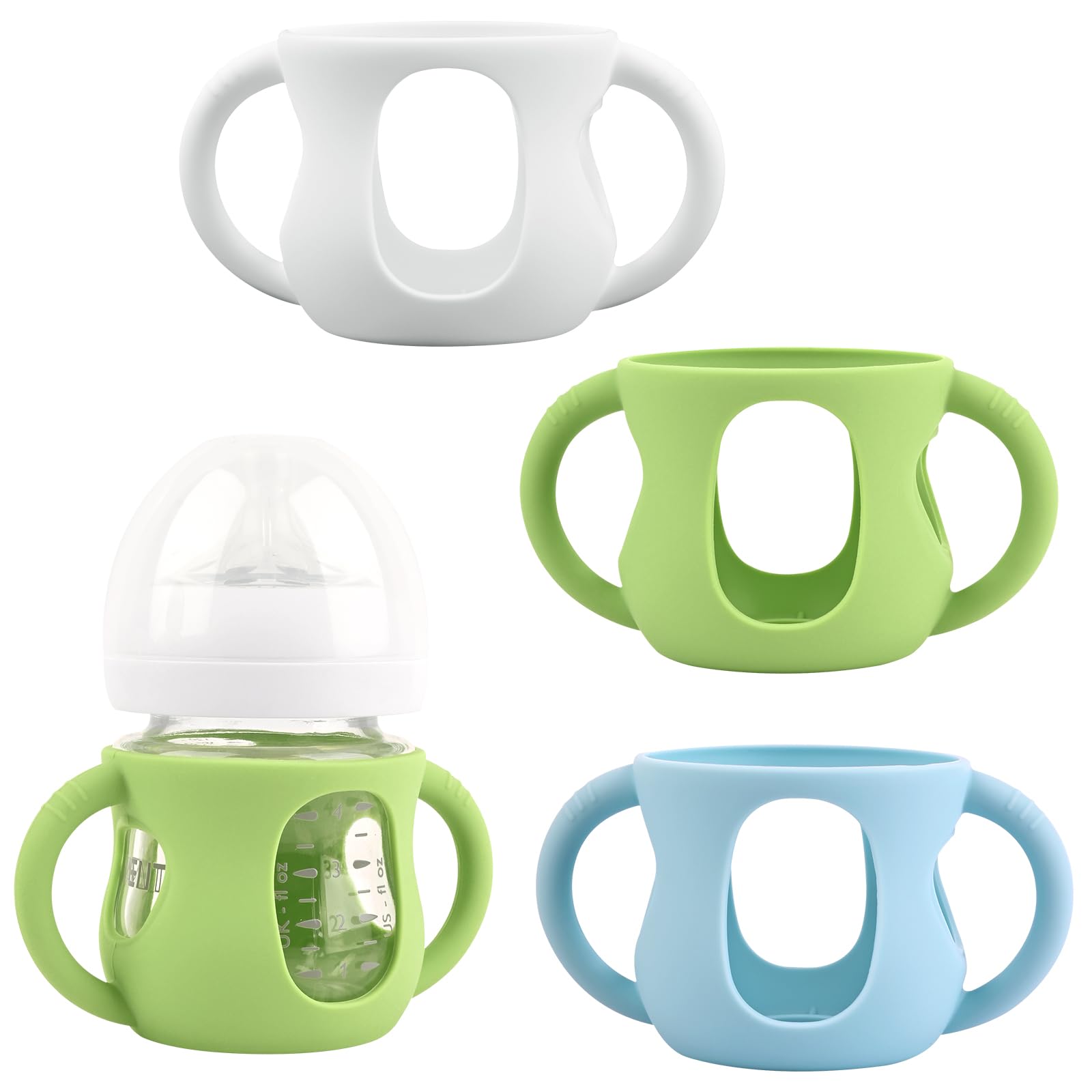 3 Pack Silicone Sleeves for Avent Natural Glass Baby Bottles, Anti Breakage Baby Bottle Holder with Handles, Compatible Philips Avent Glass Natural Baby Bottle 4 oz