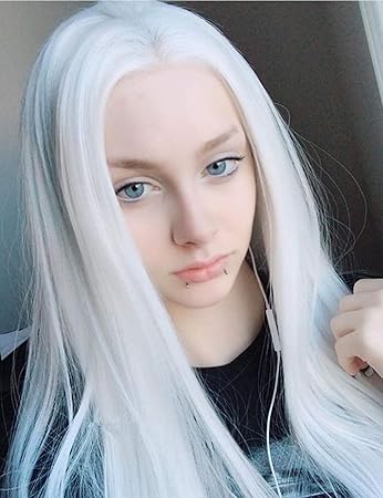 Amazon Com Bluple Long Straight Lace Front Wigs 1001 Platinum