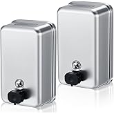 Maxdot 2 Pcs 37 oz/1100 ml Commercial Stainless Steel Soap Dispenser Wall Mount with Corrosion Proof Lining and Manual Anti Leak Pump for Home Bathroom Accessories Kitchen(Silver)