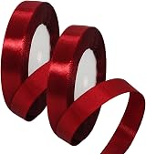 HONGCI 2 Rolls 15mm Dark Red Satin Ribbon 22m Gift Wrapping Christmas
