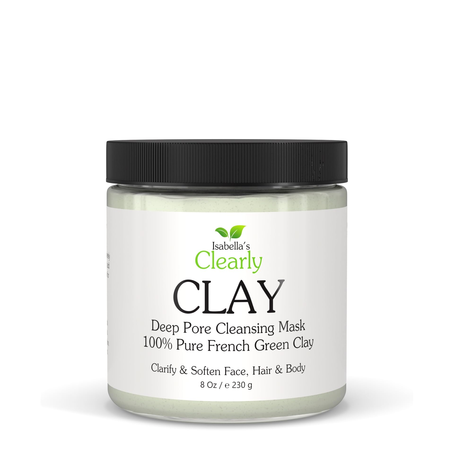 Clearly CLAY, Deep Pore Cleansing, Moisturising, Skin Softening Facial Mask | Pure French Green Clay Powder for Acne, Blackheads, Dry, Oily Skin | Non Drying Mineral Clay (Bulk 230g)