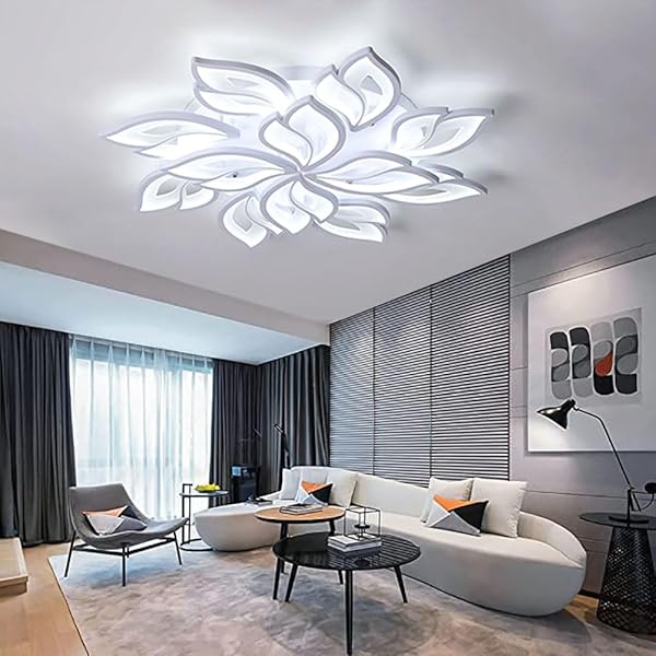 RUTAIDYE MODERN LED CEILING LIGHT FIXTURE FLUSH MOUNT CHANDELIER CEILING LAPM WITH 12-LEAF DIMMABLE REMOTE CONTROL CEILING LIGHTS FOR LIVING ROOM DINING ROOM BEDROOM