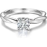 AGVANA 0.3-1 Carat Lab Grown Diamond 4 Prong Solitaire Petite Twisted Vine Ring in Sterling Silver Promise Engagement Anniversary Wedding Ring for Women (D-E Color, VS Clarity)