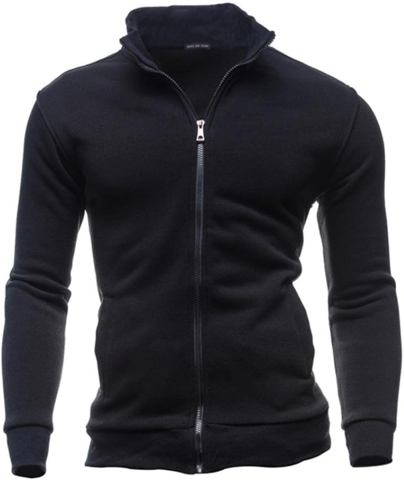 Hattfart Men Fall Winter Casual Sports Cardigan Zipper Sweatshirt Jacket Coat