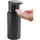 Automatic Liquid Soap Dispenser Touchless, 304 Stainless Steel Bottle Body | 16.2oz/480ml Rechargeable, 3 Adjustable Liquid Levels, IPX7 Waterproof, for Kitchen Bathroom, Black