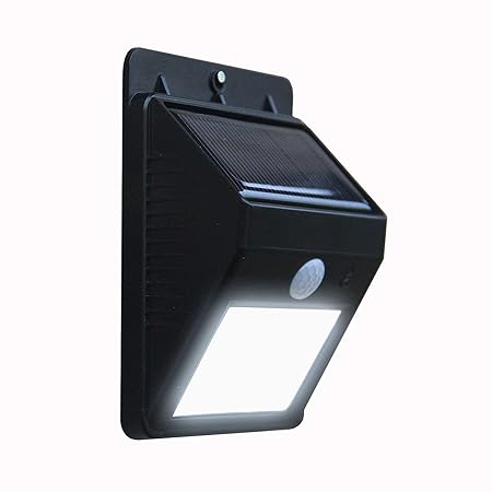 Hanumex LED Solar Panel Power Light Wall Lamp Motion Sensor Luminaria Energy 20 Led Waterproof Sunlight for Garden Outdoor Stairs (Color-Black-Single)