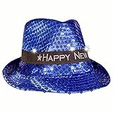 LED New Years Fedora Hat (Blue)
