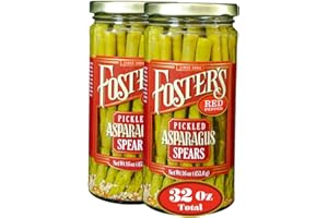 FOSTER'S SINCE 1984 Foster's Pickled Asparagus- Red Pepper- 16oz (2 Pack)- Pickled Asparagus Spears in a Jar- Traditional Pickled Recipe- Gluten Free- Fat Free Pickled Asparagus Spicy- Preservative Free Fresh Pickles