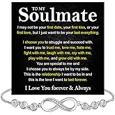 KOLMALK To My Beautiful Soulmate Bracelet For Women, Soulmate Bracelets For Wife From Husband, Gifts For Girlfriend Bracelet, Infinity Knot Bracelets For Fiance With Heartfelt Message Card